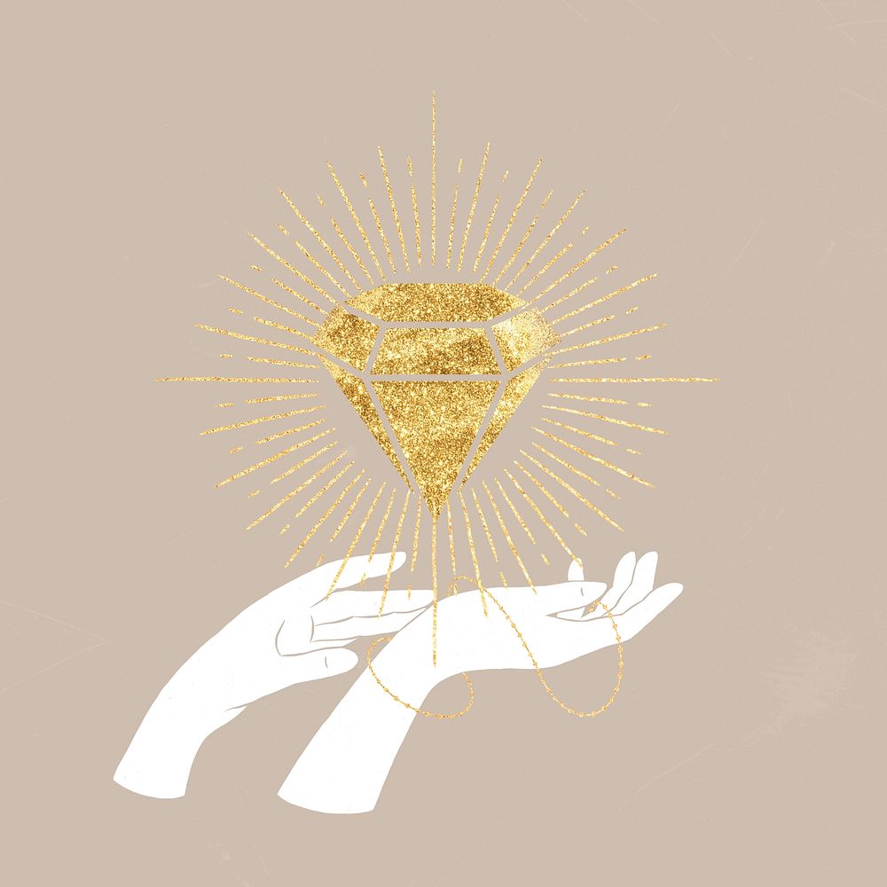 Hands with diamond, aesthetic elements