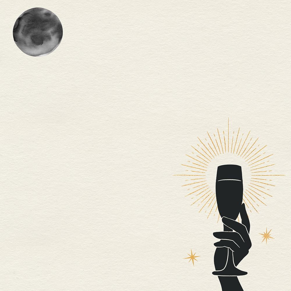 Champagne and moon, illustration remix