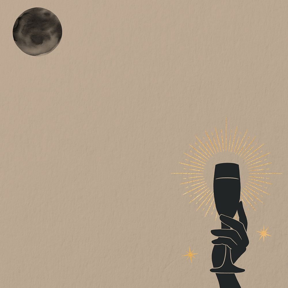 Champagne and moon on brown design