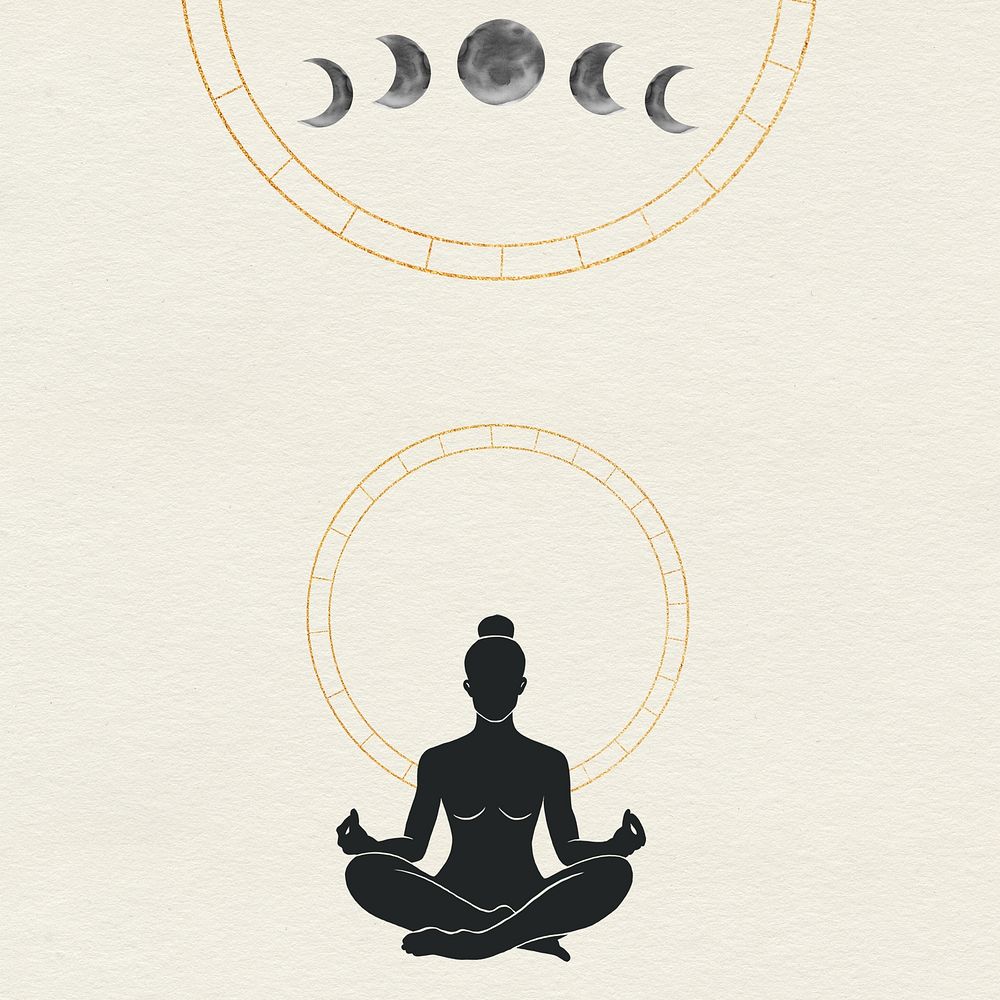Meditation silhouette, spiritual illustration remix
