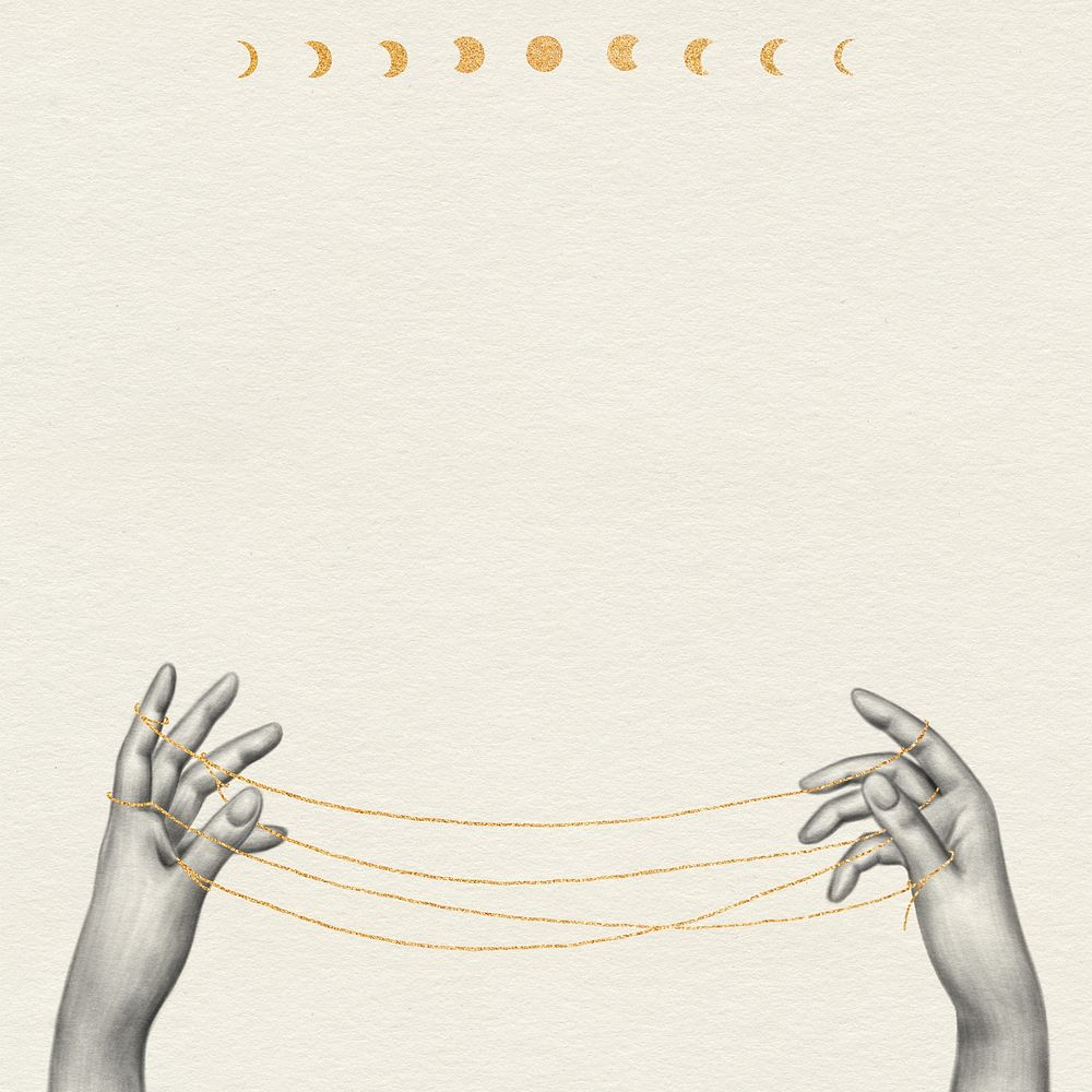 Hands illustration, moon cycle border