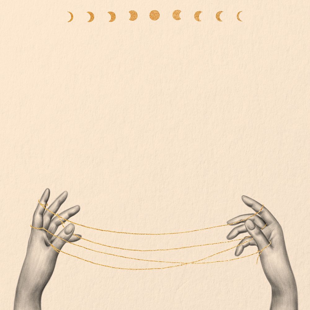 Hands illustration, moon cycle border