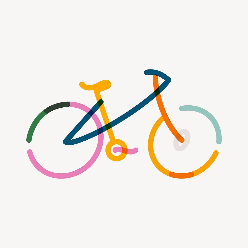 Colorful bicycle pop doodle line art vector