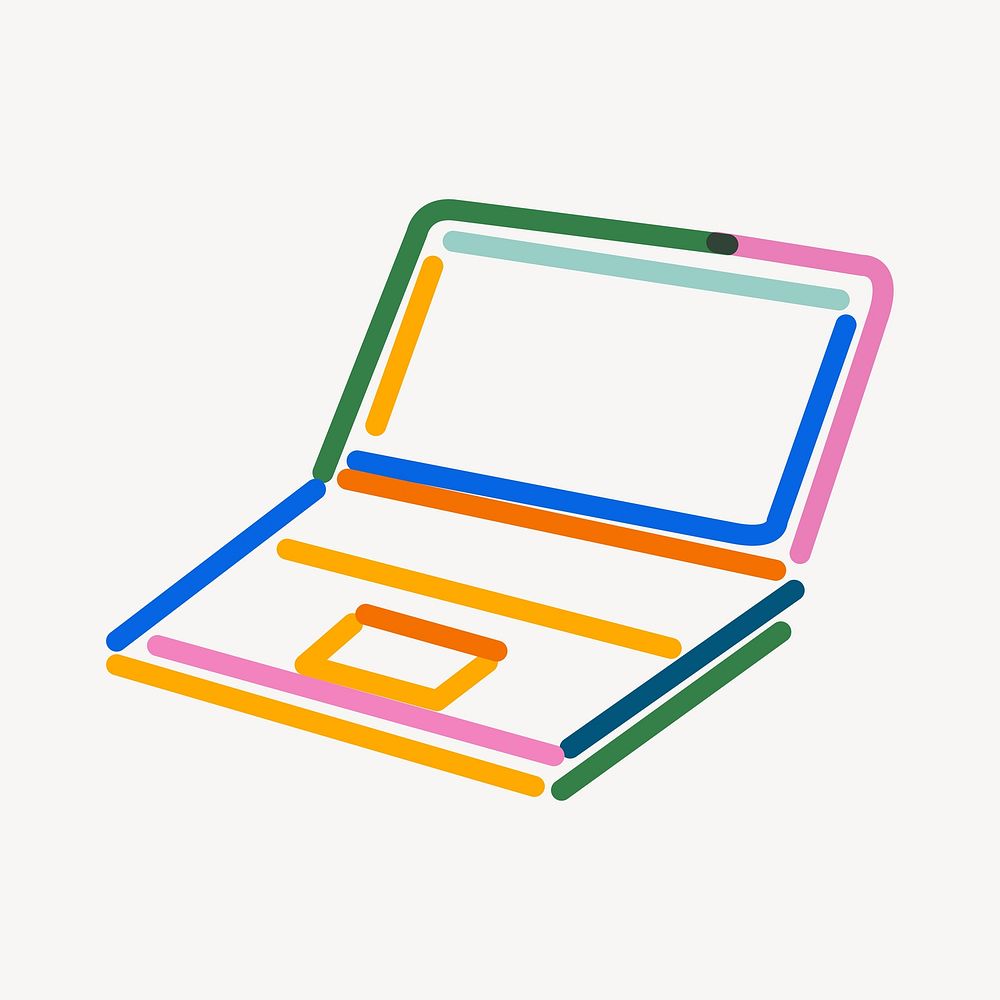 Colorful laptop pop doodle line art vector