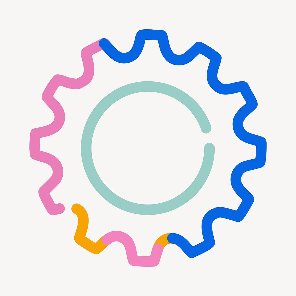 Colorful gear pop doodle line art vector