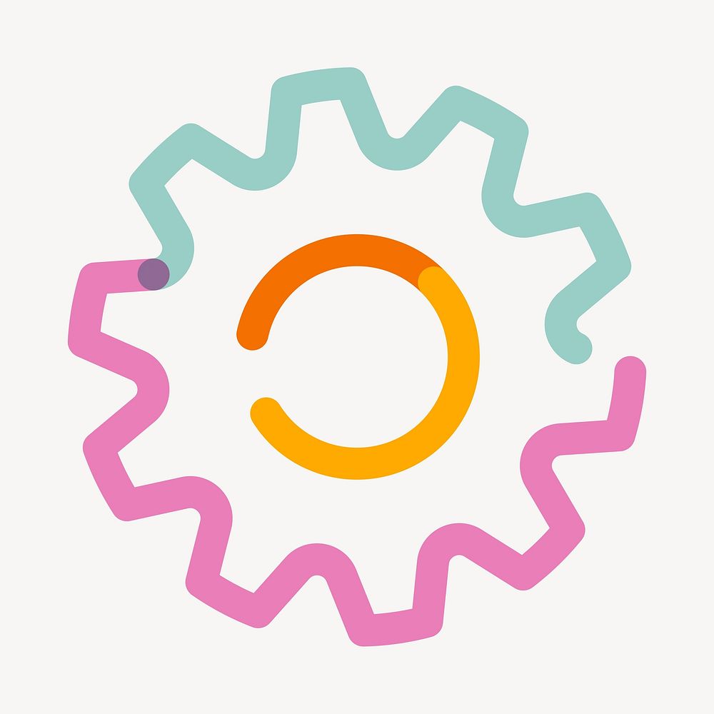 Colorful gear pop doodle line art vector