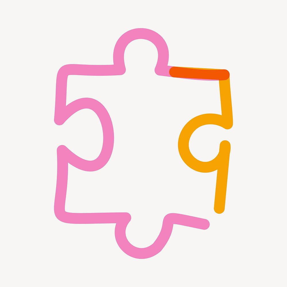 Pink puzzle pop doodle line art vector