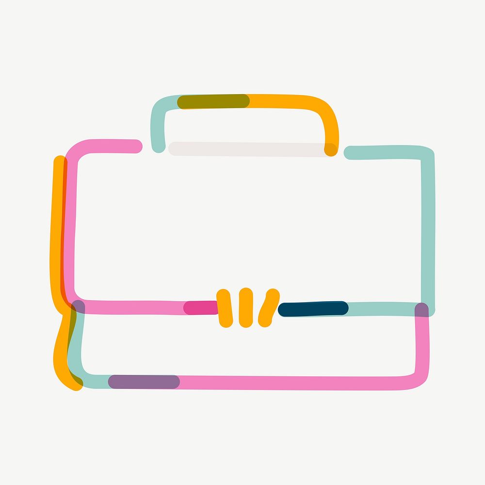 Cute briefcase doodle collage element Free PSD rawpixel