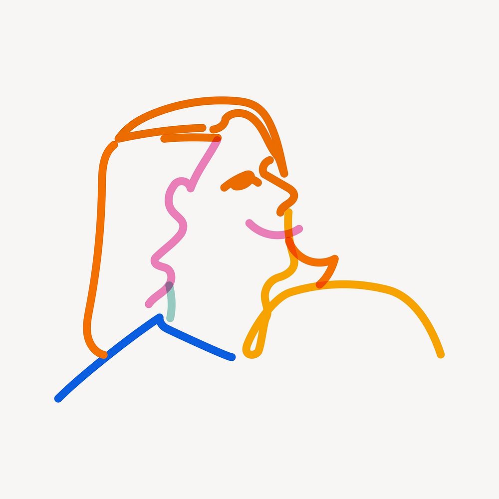 Woman pop doodle line art vector