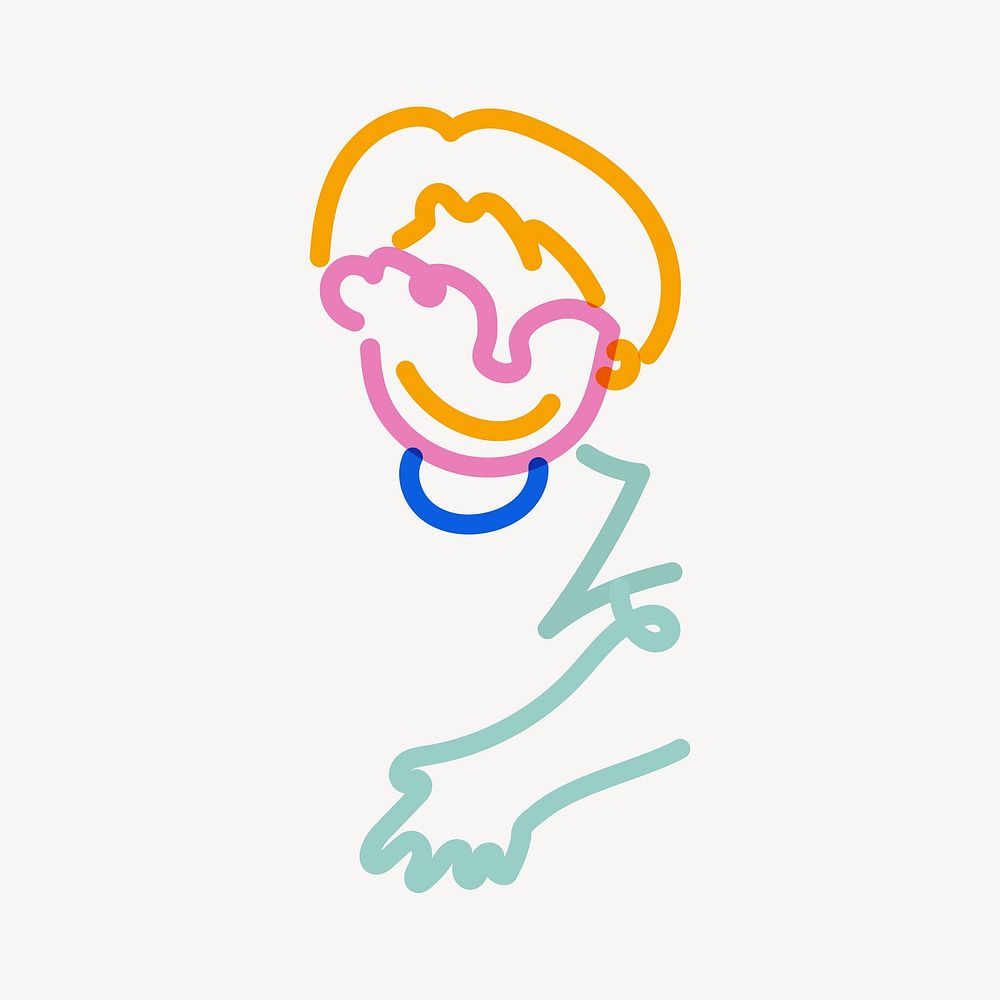 Boy pop doodle line art vector