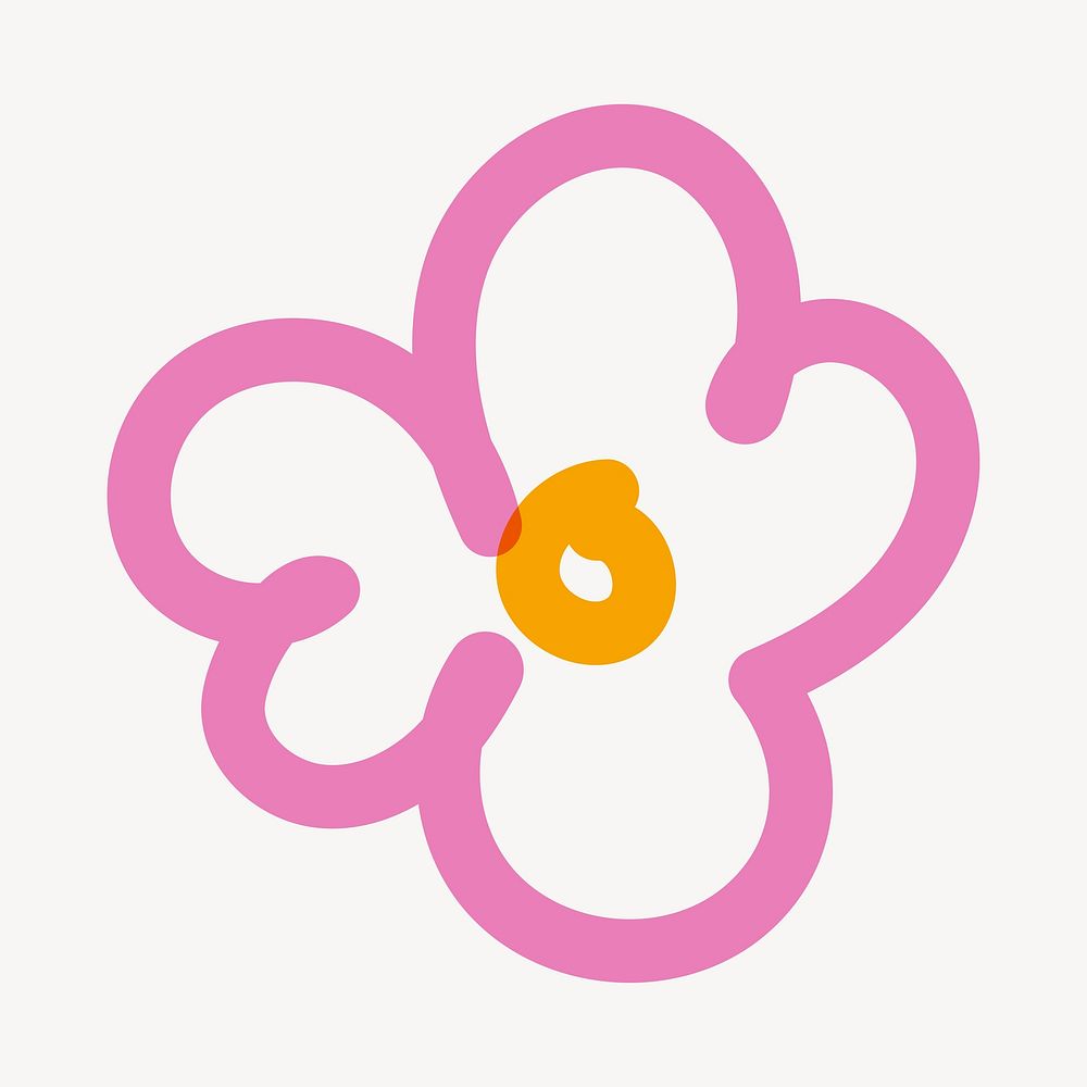 Pink flower pop doodle line art vector