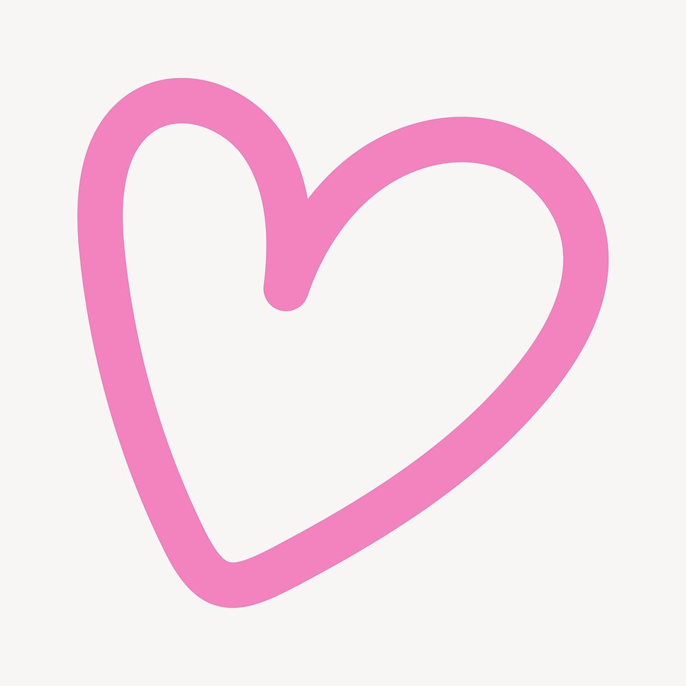 Pink heart pop doodle line art vector