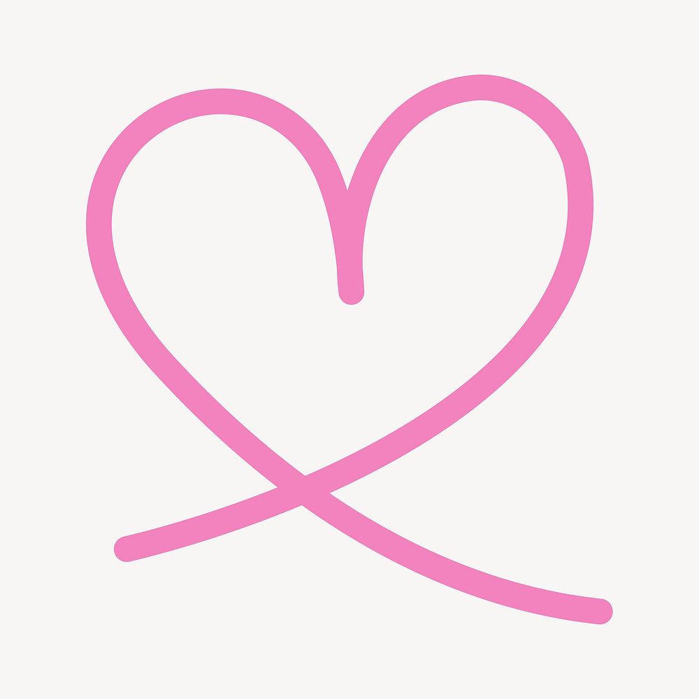 Pink heart pop doodle line art vector