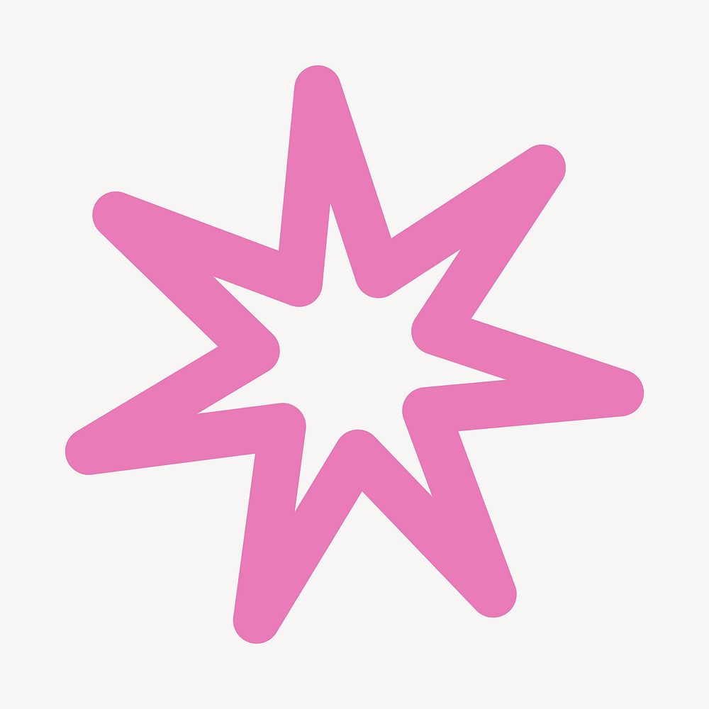 Pink star symbol pop doodle line art vector