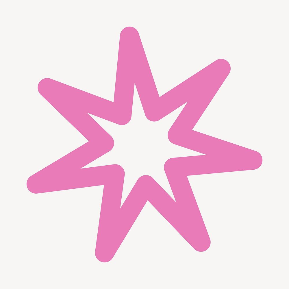 Pink star symbol pop doodle line art