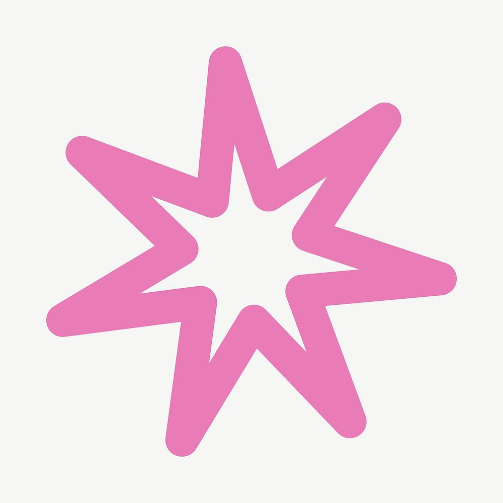 Pink star symbol doodle collage element psd