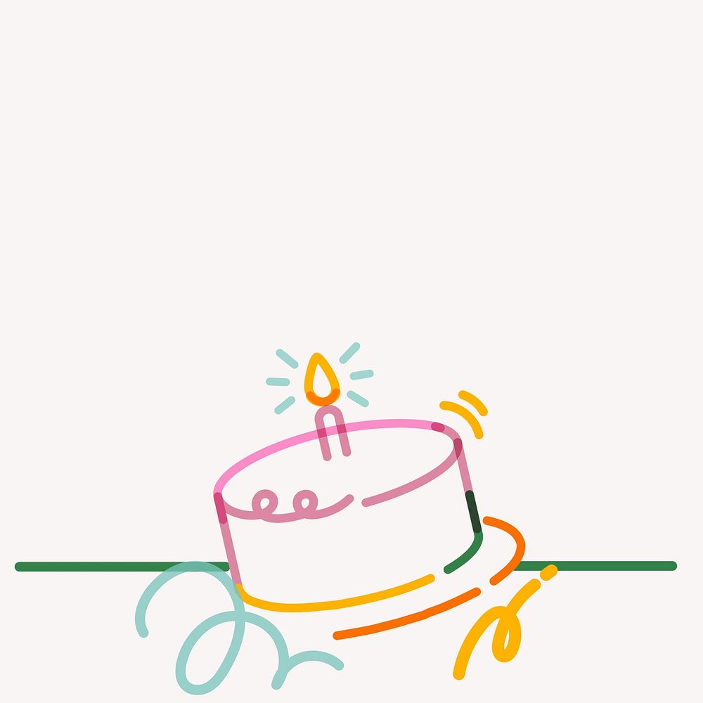 Birthday cake doodle border line art