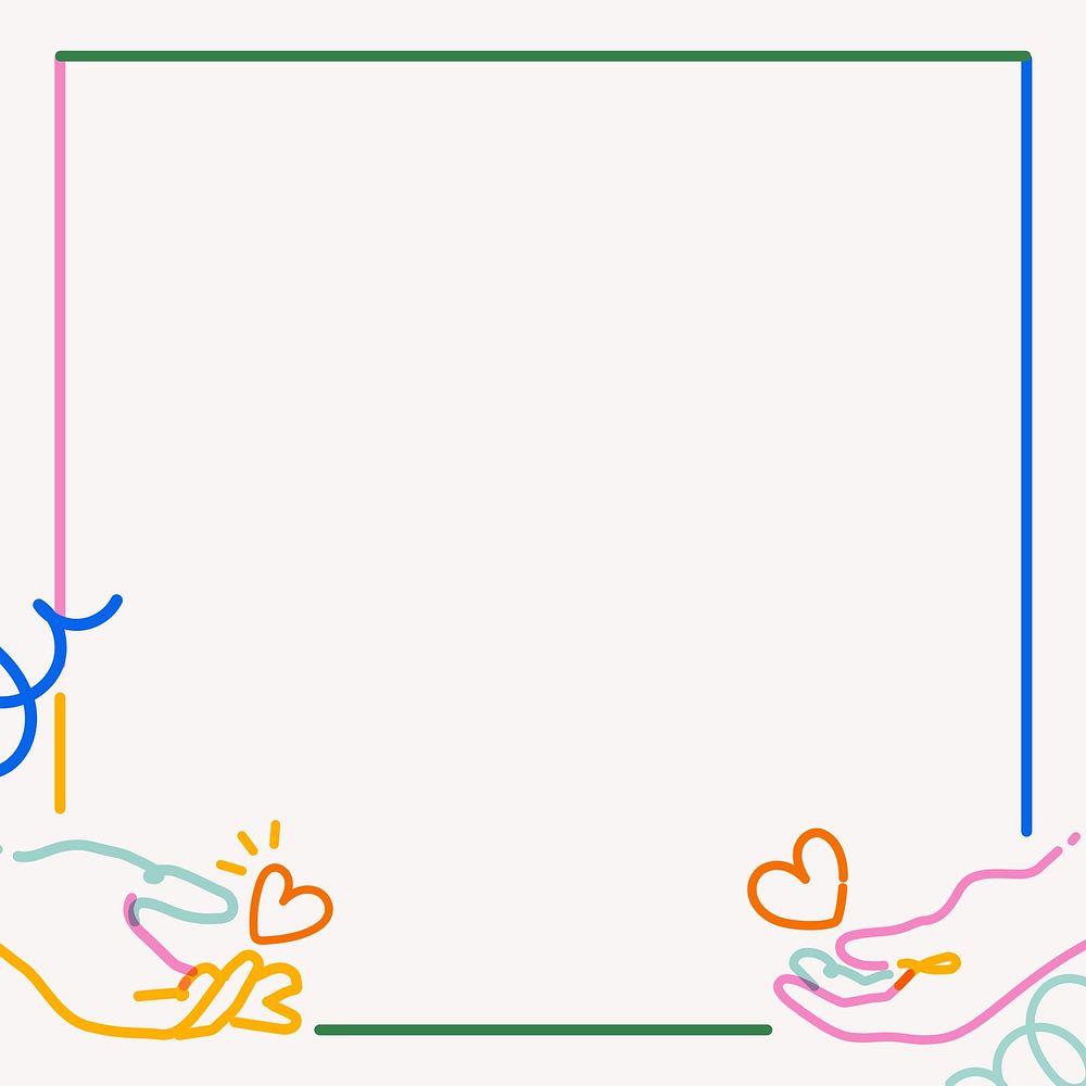 Charity square frame, pop doodle line art