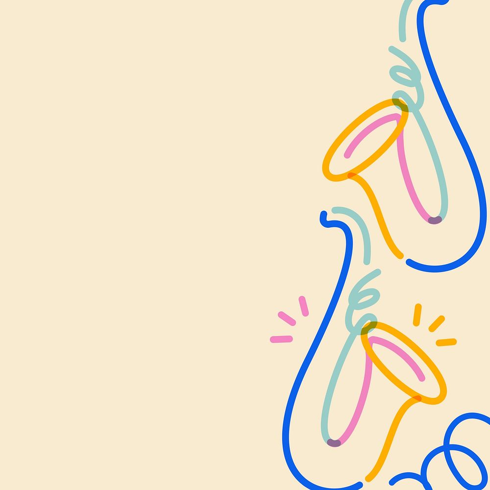 Saxophone illustration pop doodle on yellow square