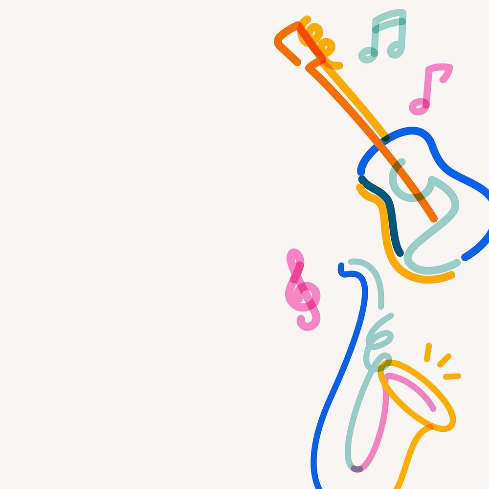 Music doodle border line art
