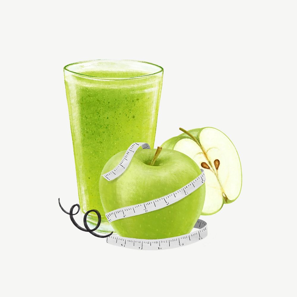 Apple juice illustration, design element psd