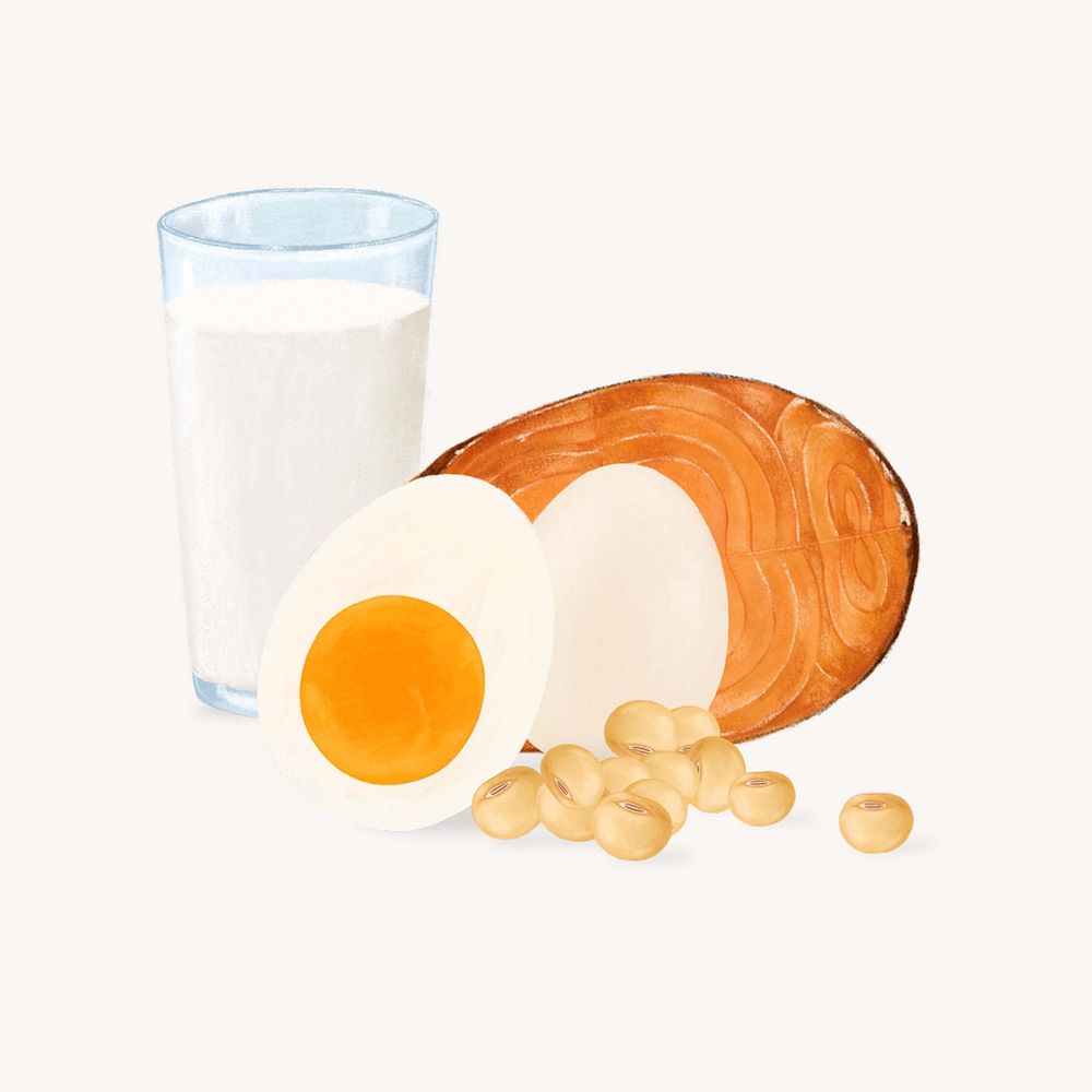 Protein food, aesthetic illustration