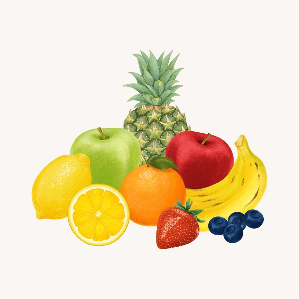 Fruits food, aesthetic illustration