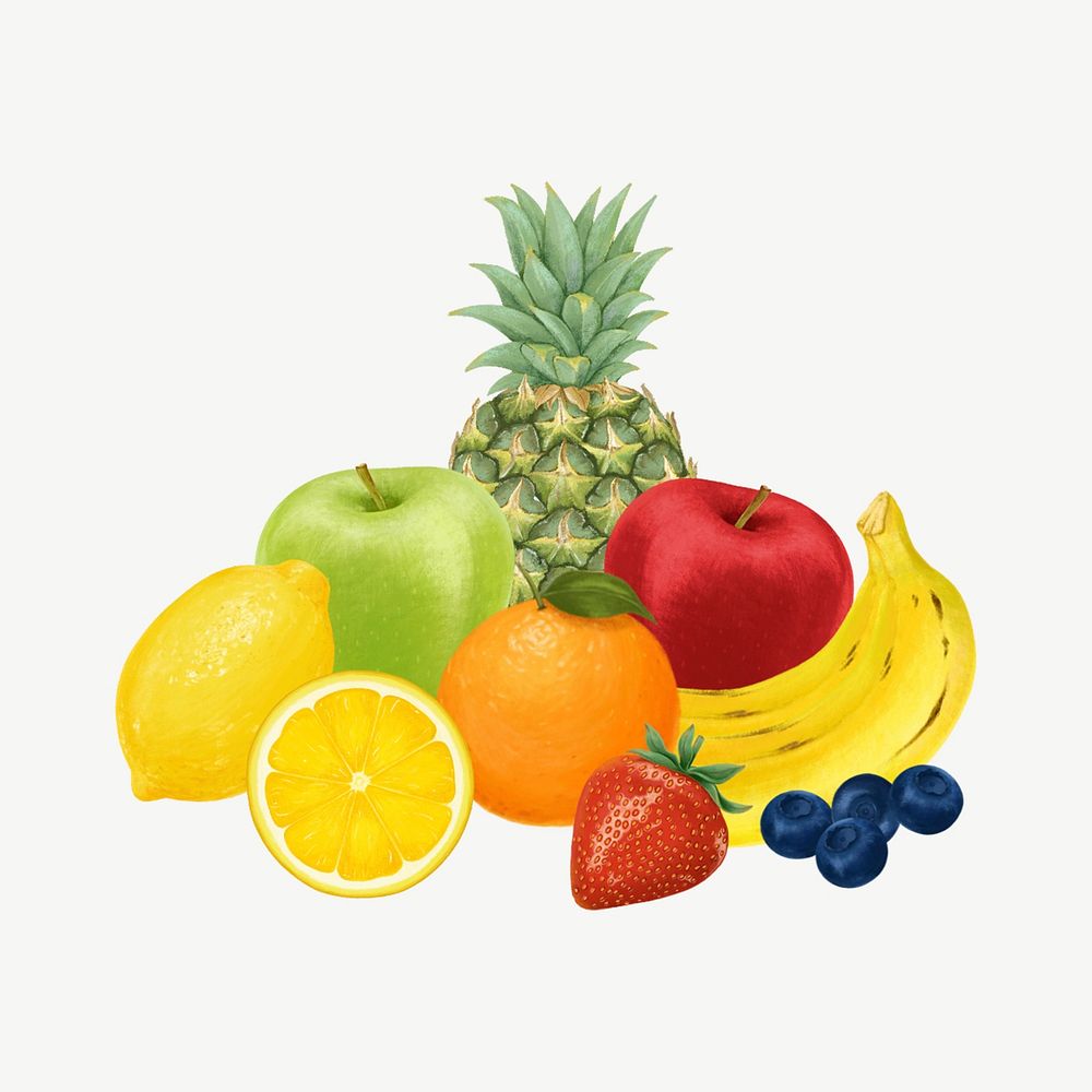 Fruits food illustration, design element psd