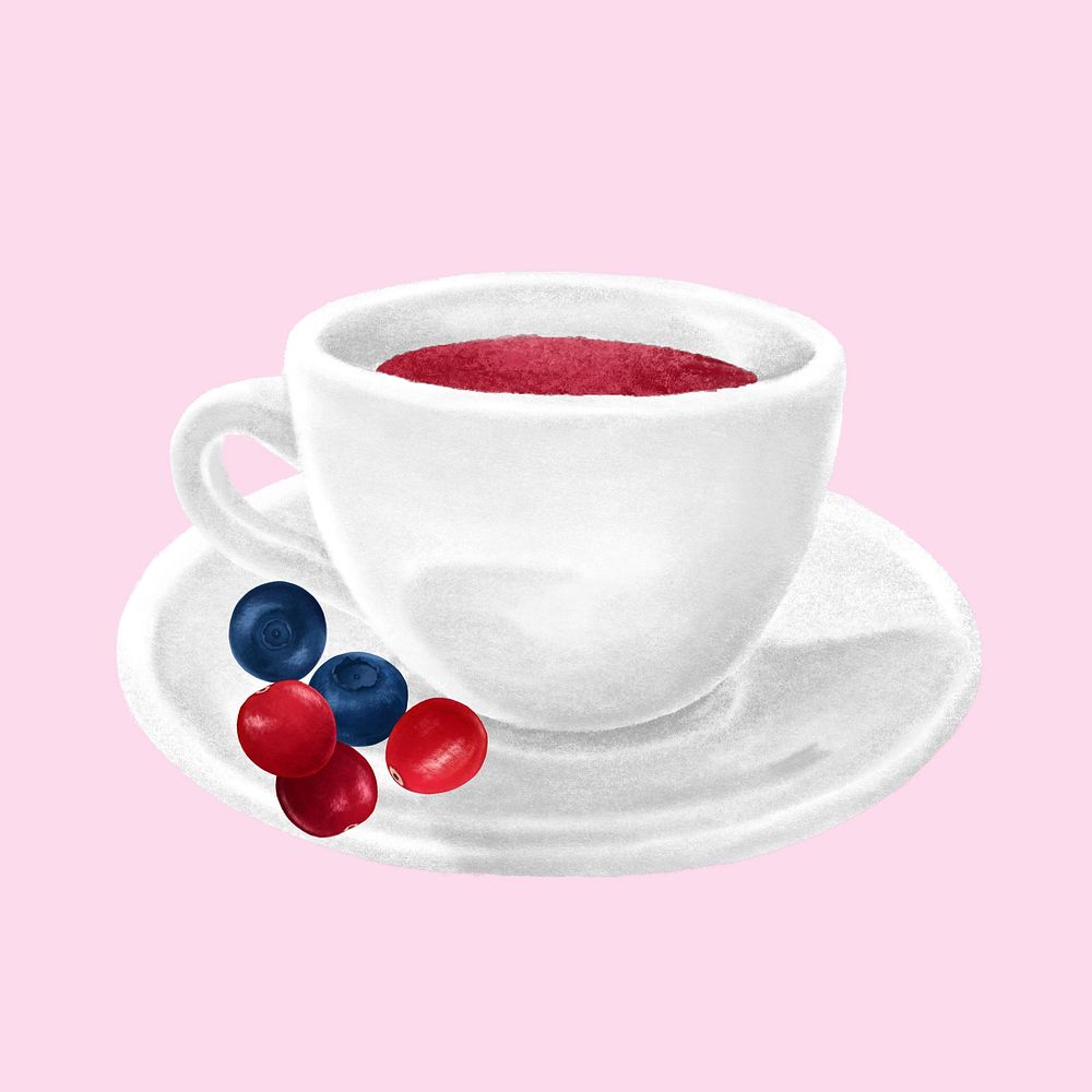 Berry tea aesthetic illustration background