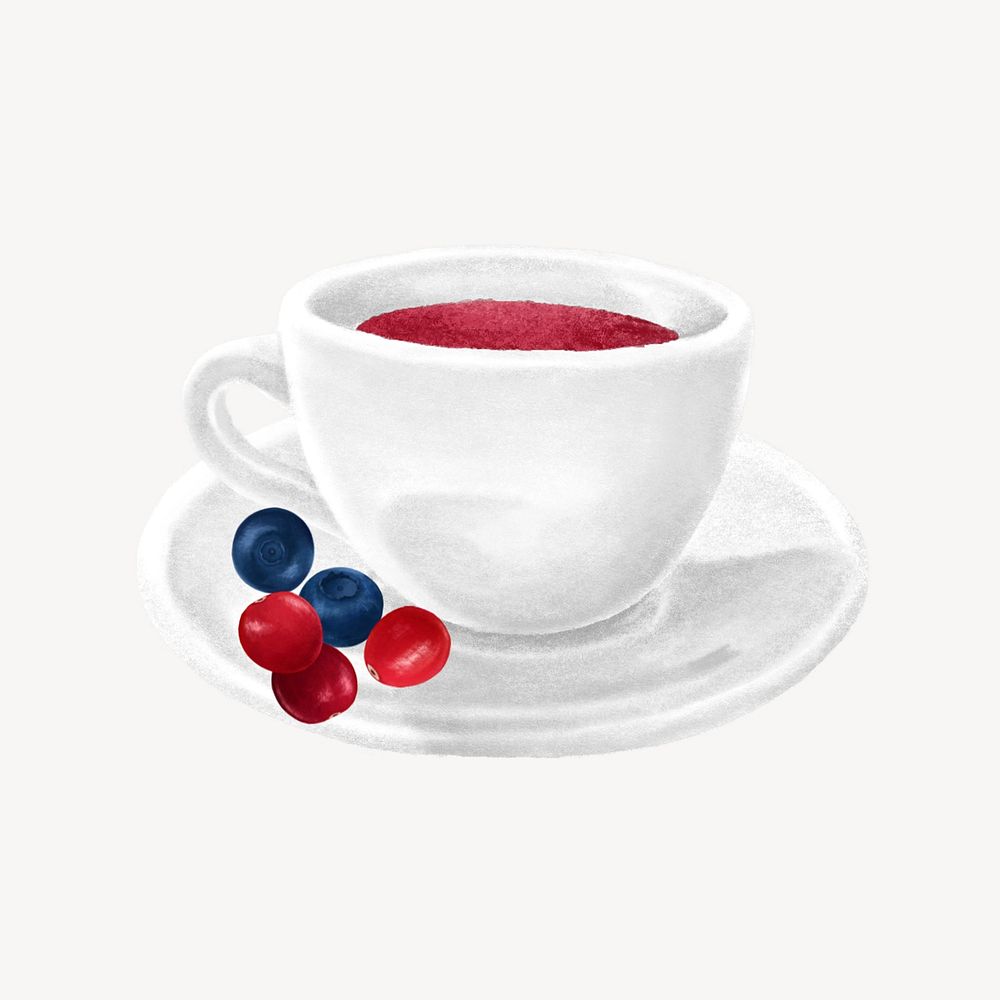 Berry tea, aesthetic illustration