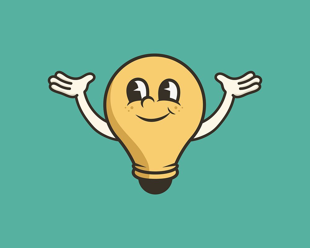 Light bulb, colorful retro illustration vector