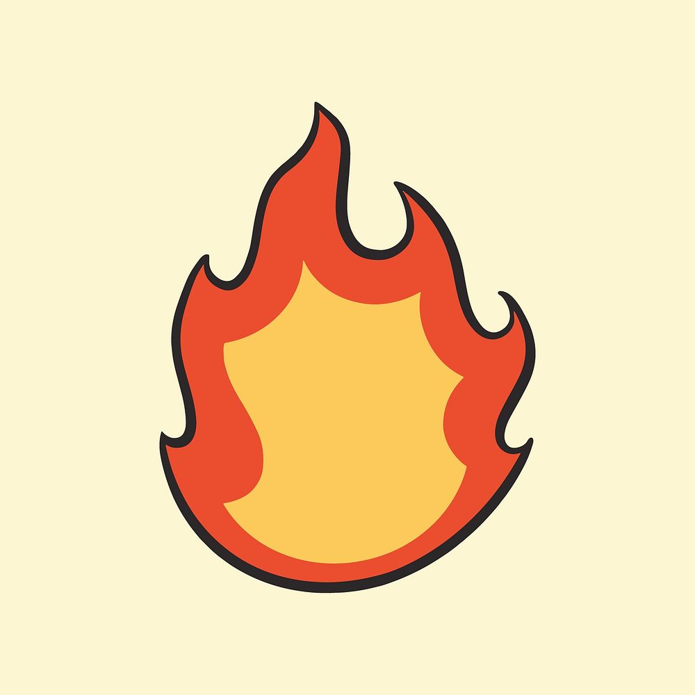 Colorful fire flame retro element vector