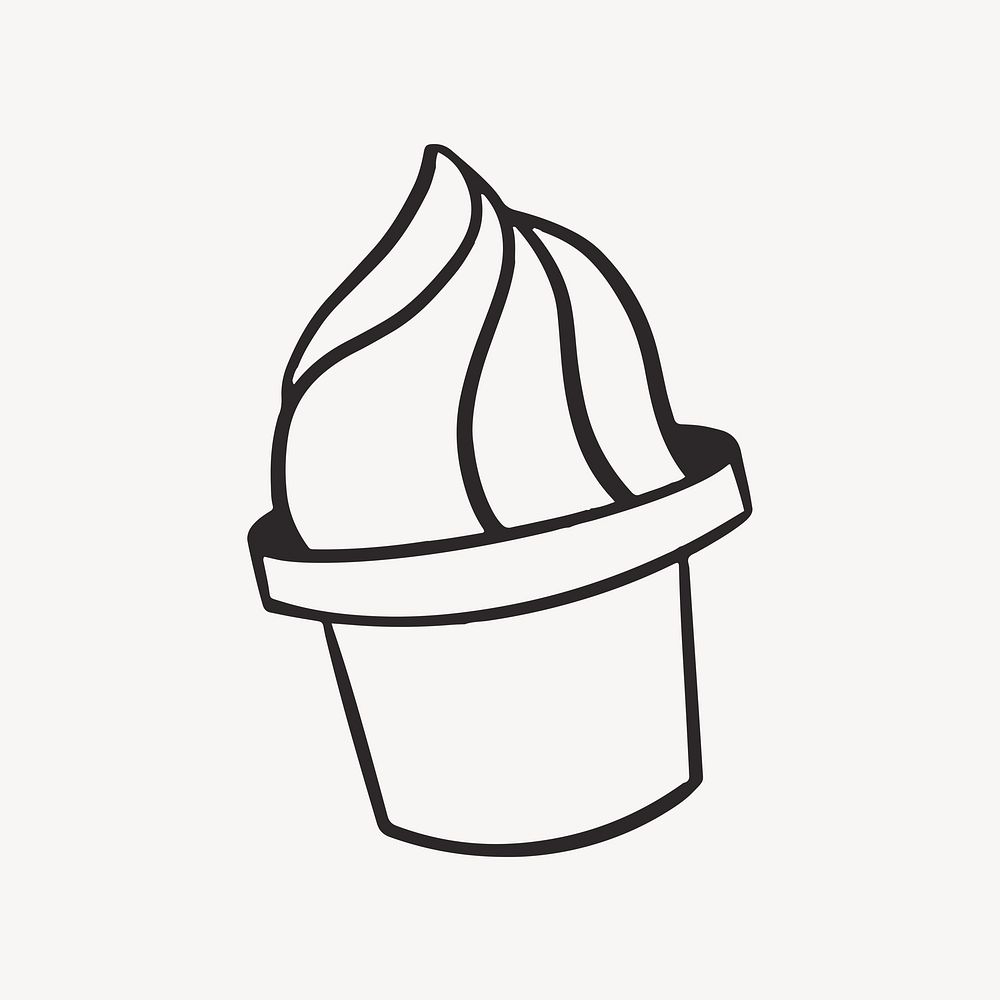 Ice cream retro line illustration, collage element vector