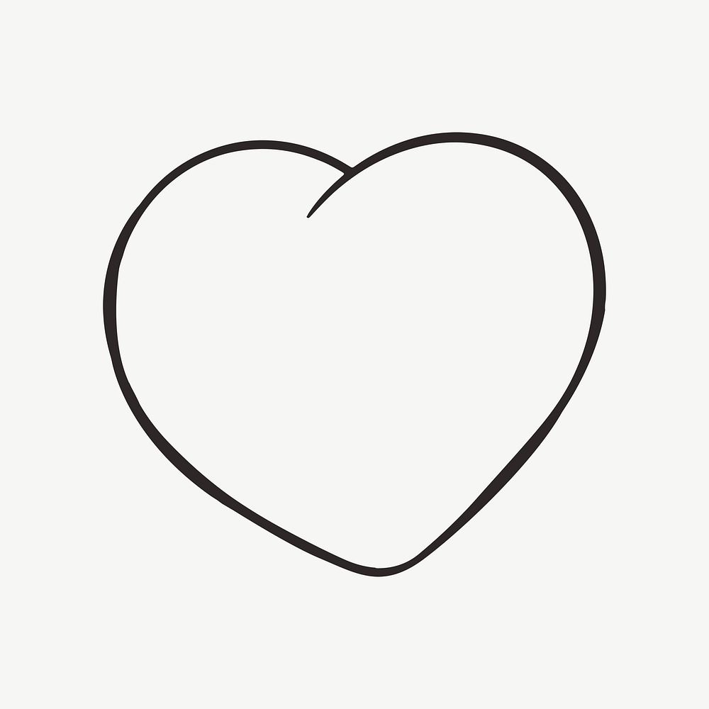 Love heart  retro line illustration, design element psd