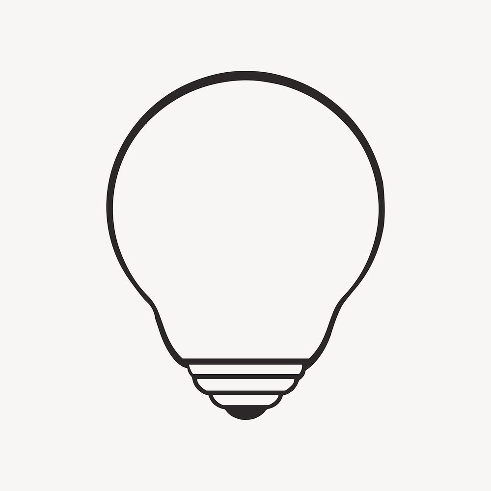 Light bulb retro line illustration, collage element vector