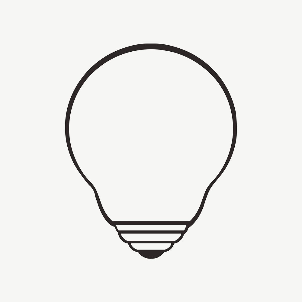 Light bulb retro line illustration, design element psd