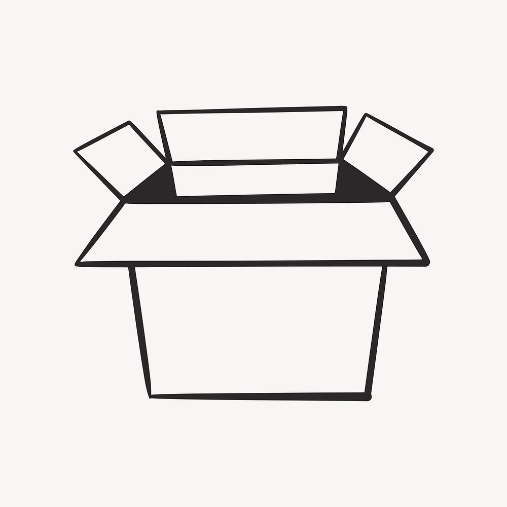 Cardboard box retro line illustration