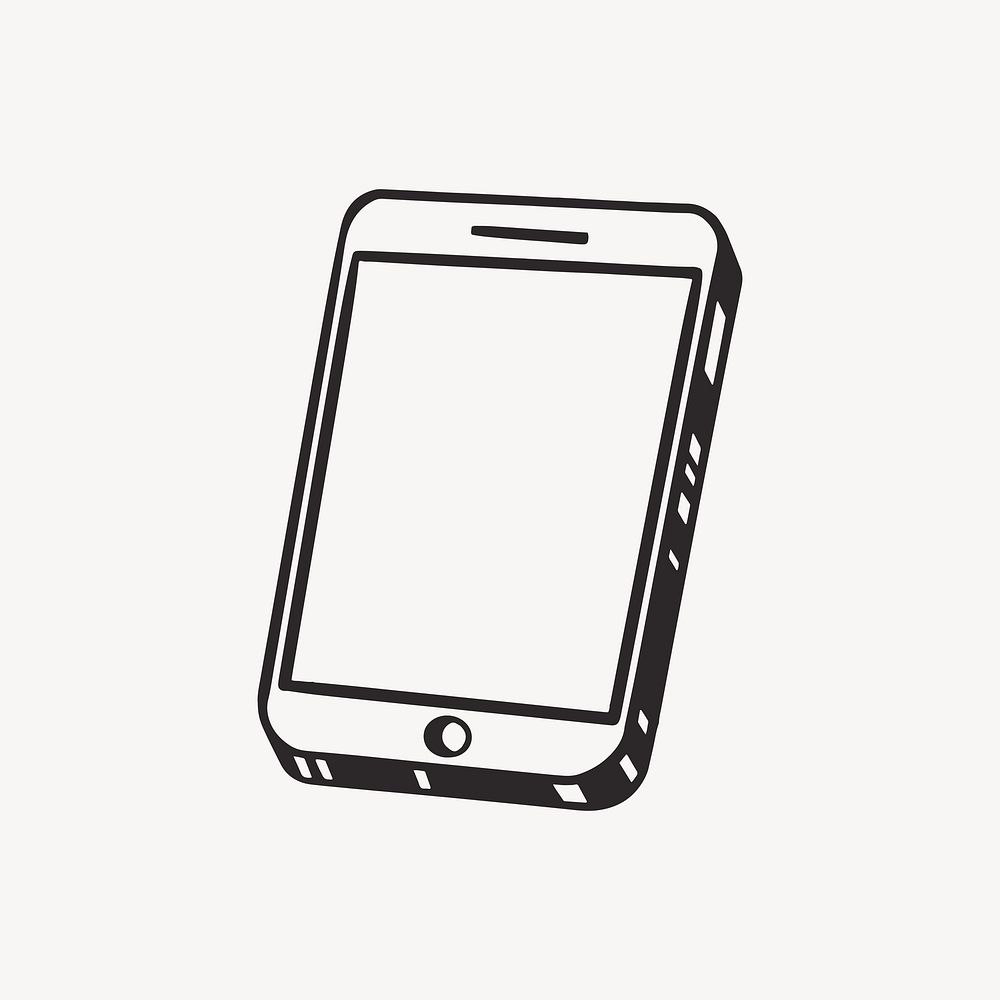 Cartoon smartphone retro line illustration