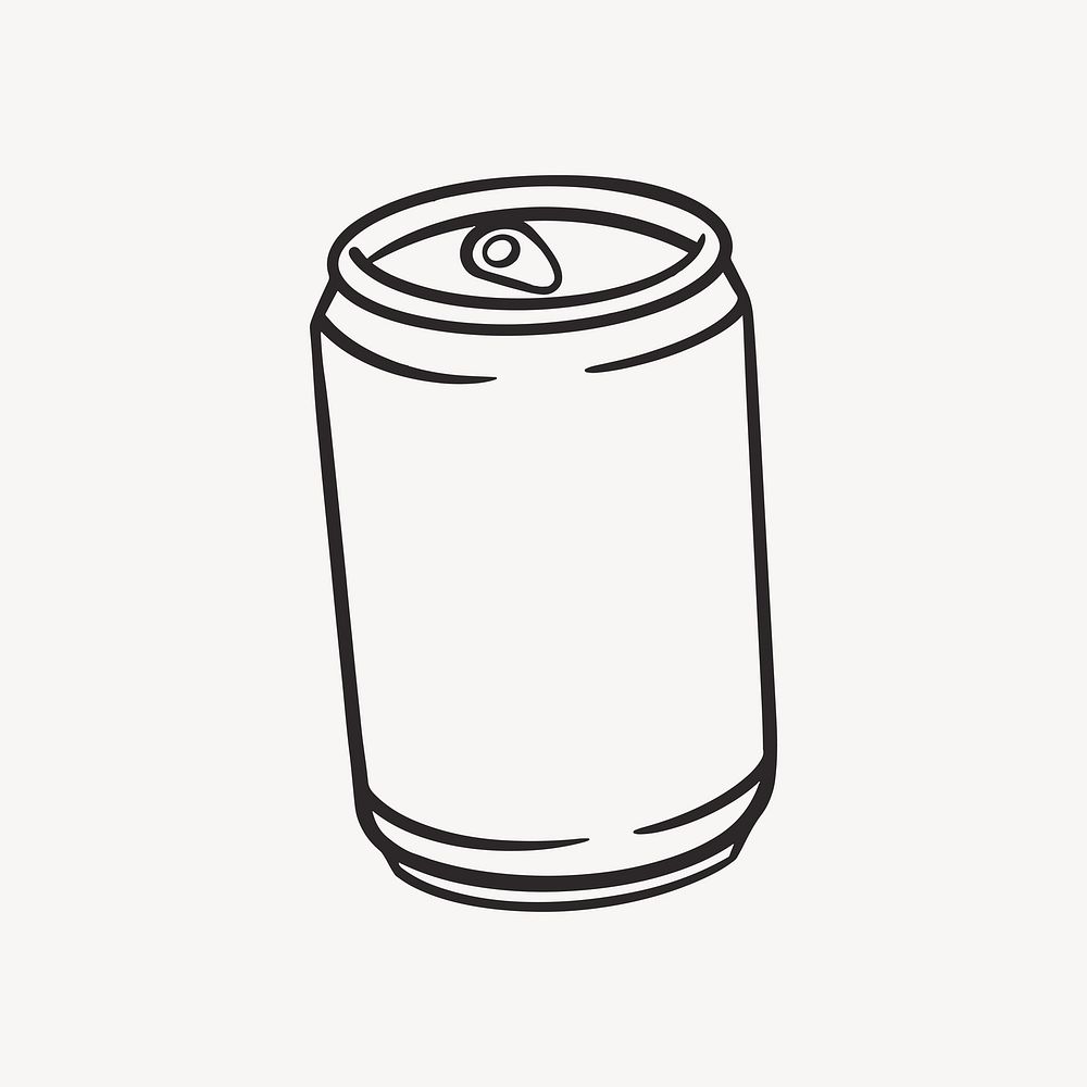 Soda can retro line illustration, collage element vector