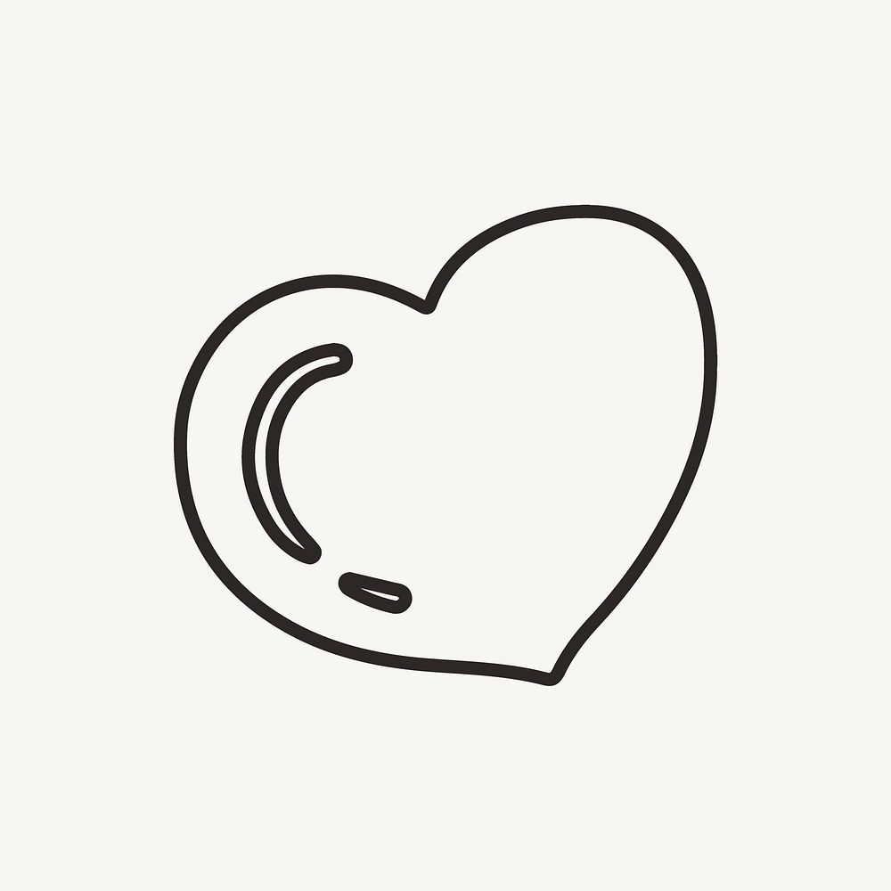 Heart symbol retro line illustration, design element psd