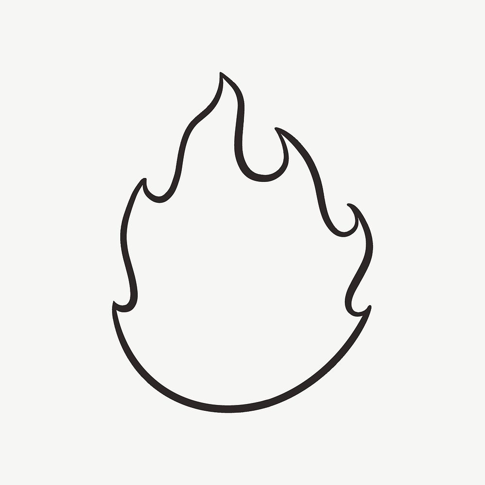 Fire flame retro line illustration, design element psd