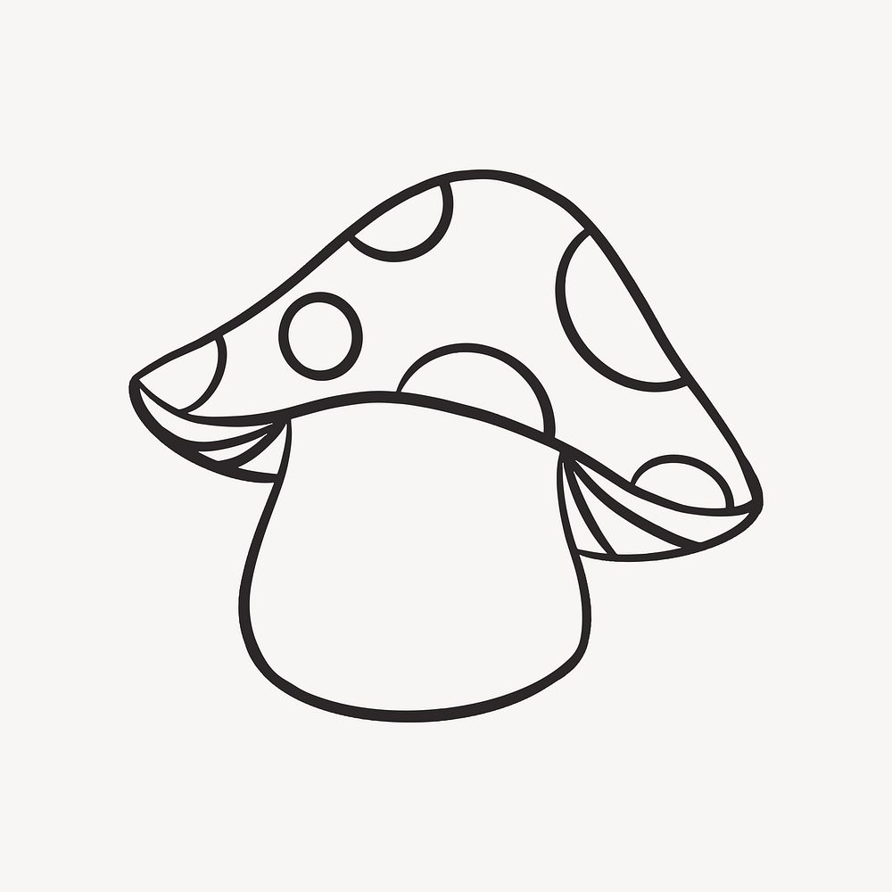 Cartoon mushroom retro line illustration