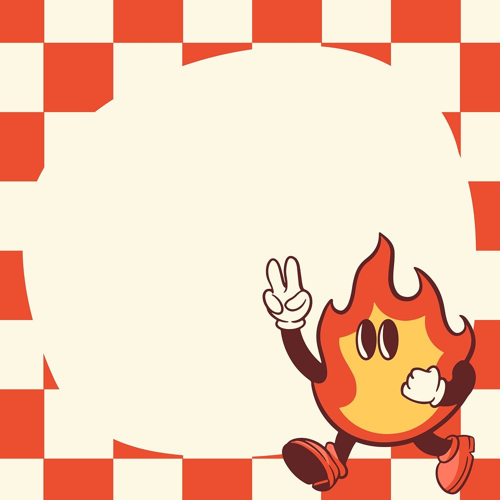 Red hot fire retro frame background