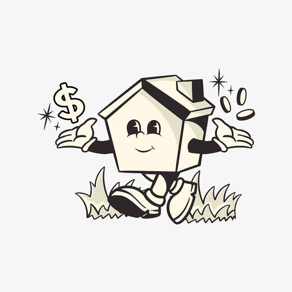 House mortgage retro illustration, white design