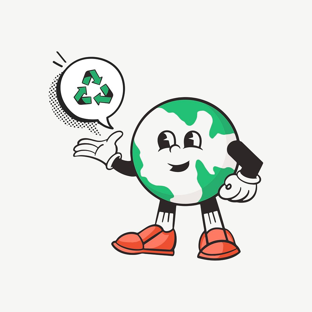 Eco friendly retro character illustration psd