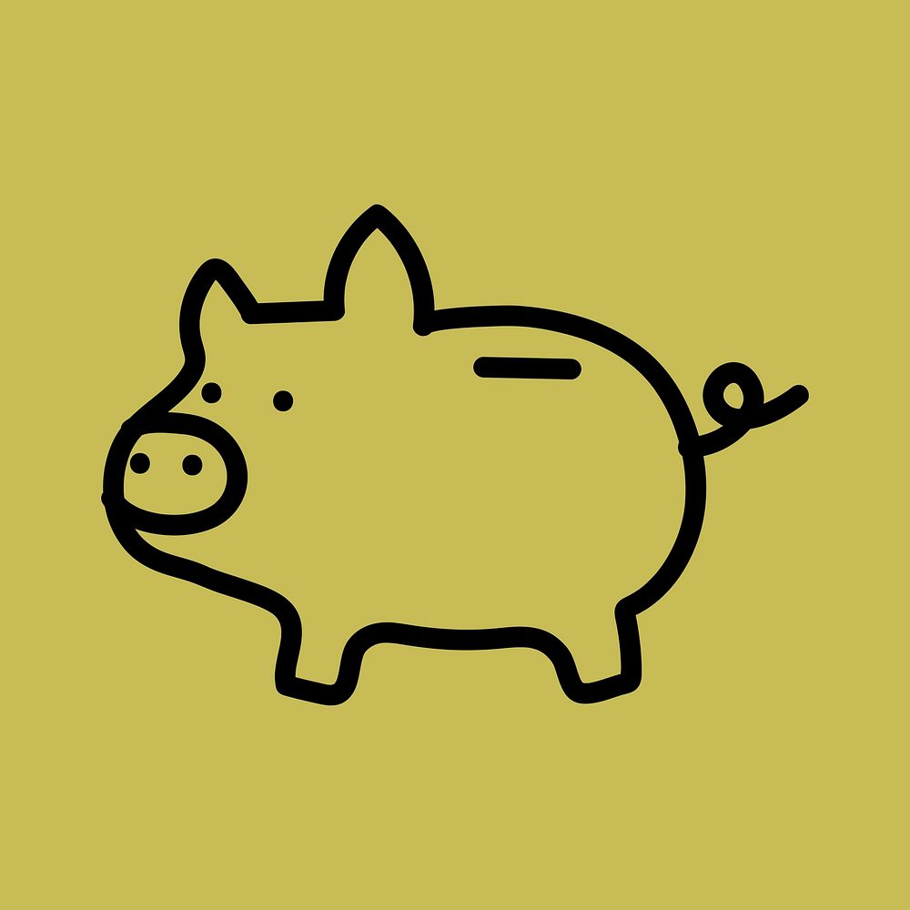Money saving pig doodle graphic
