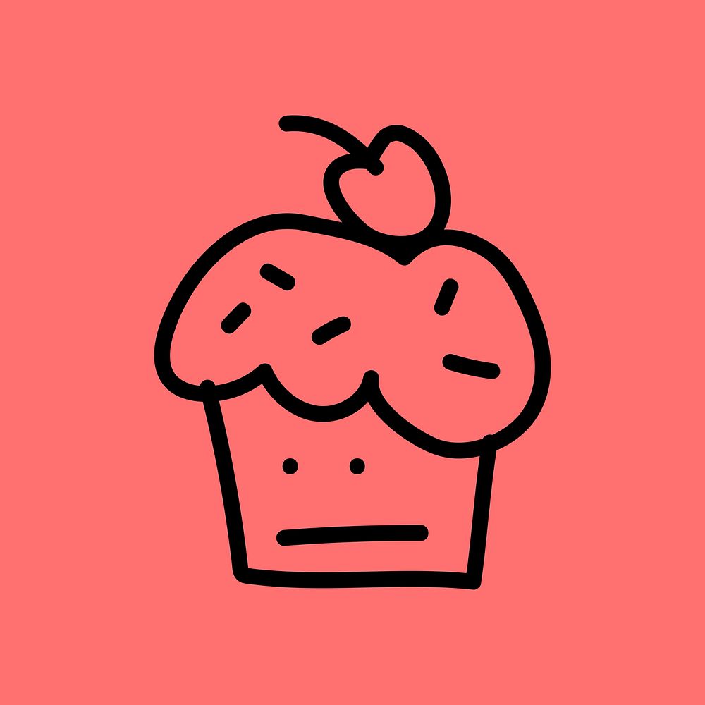 Cherry cupcake dessert graphic element vector