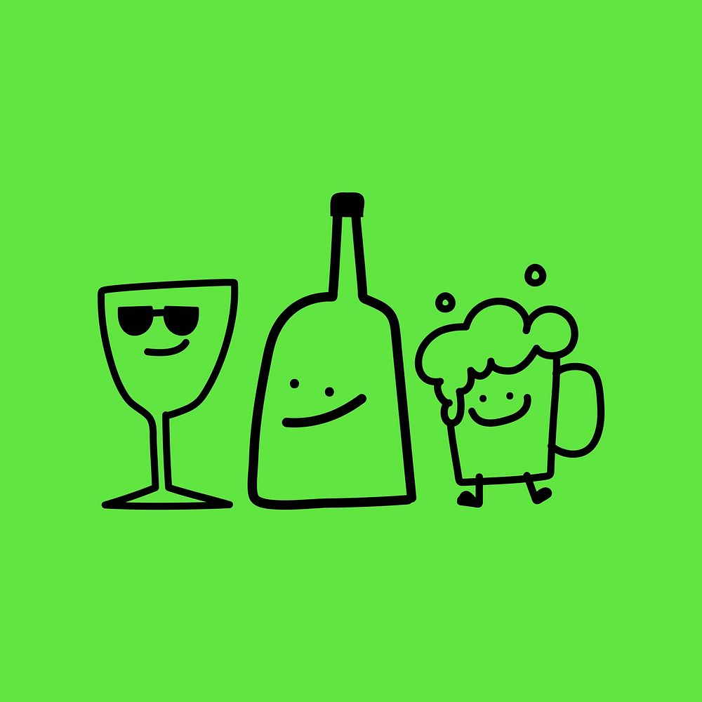 Alcohol drink celebration doodle graphic