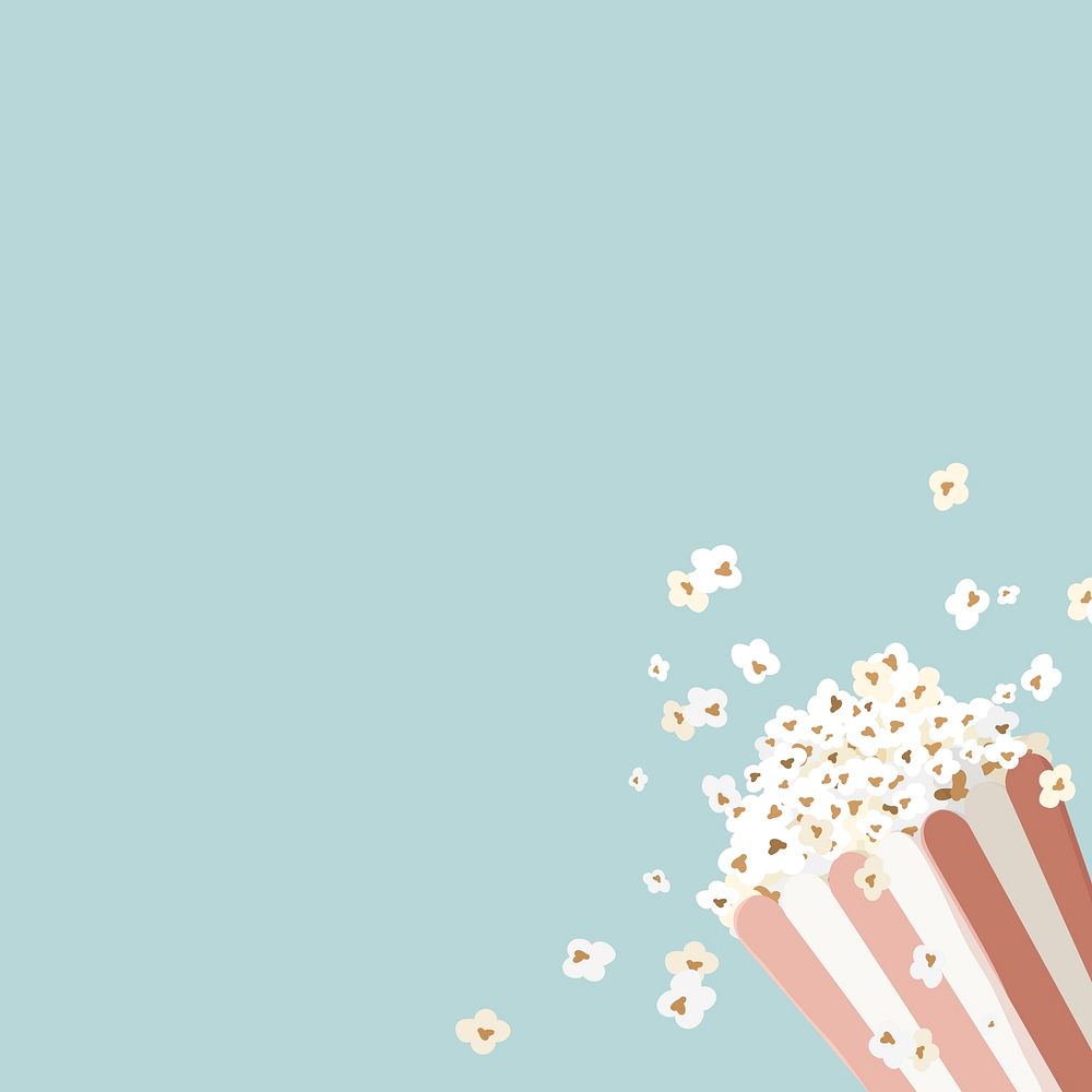 Movie popcorn border background, blue design