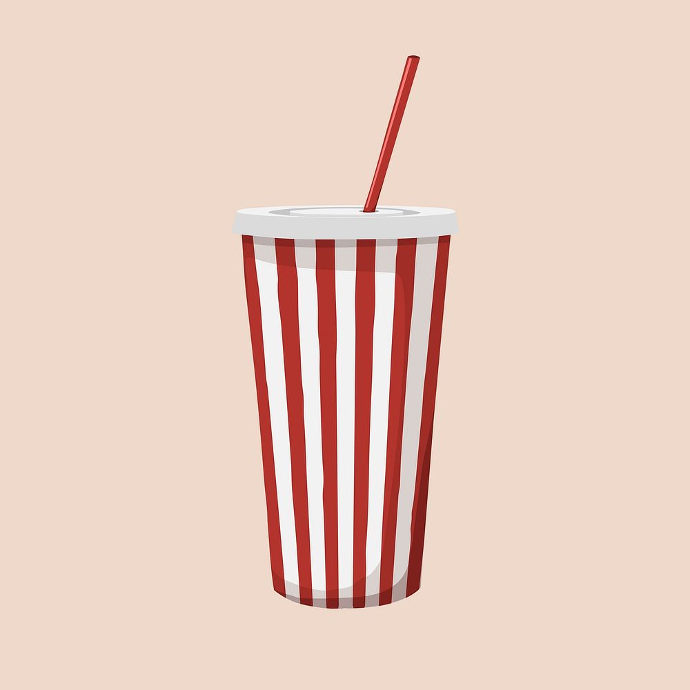 Red striped paper cup, beverage packaging illustration psd